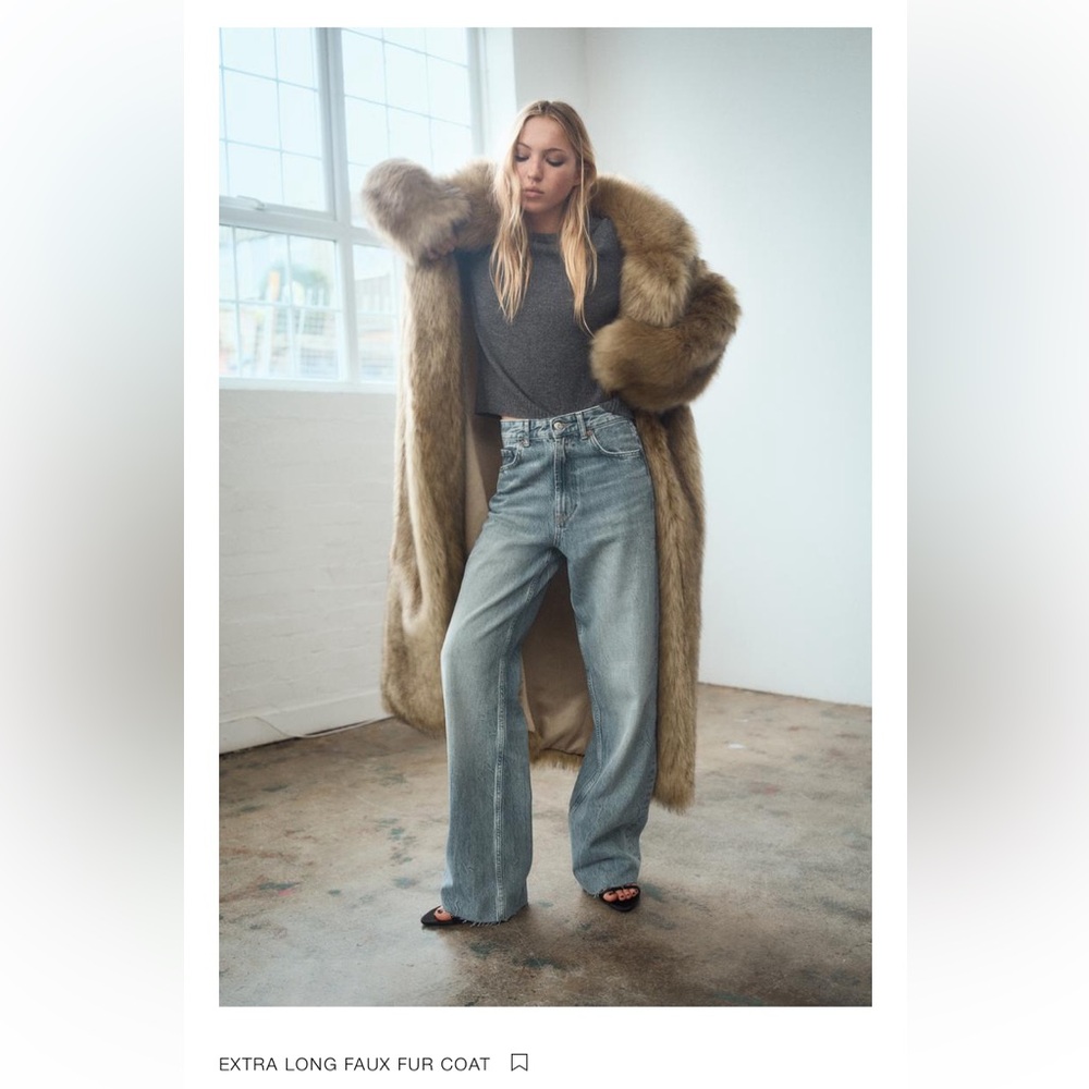 Zara Long Faux Fur Coat.  Sold out online. Current season.  Size XS/S.